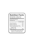Nutrition Facts for Sinners Select Honey