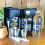 Sinners Select Finishers Toolkit with bottle of Kentucky Limestone water, wildflower honey and cups