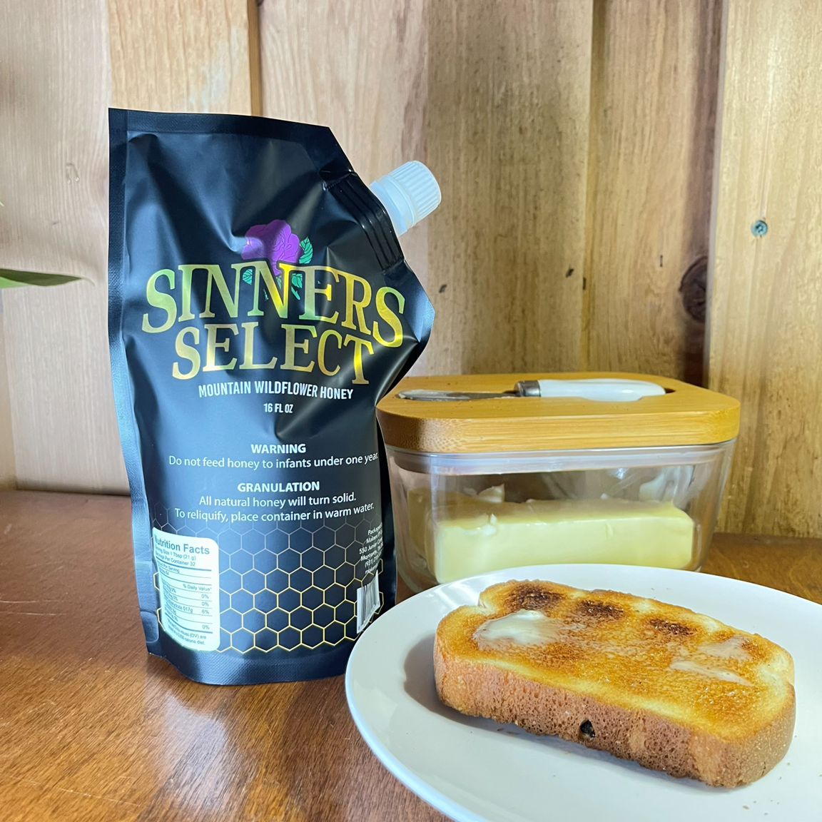 Sinners Select Honey with toast